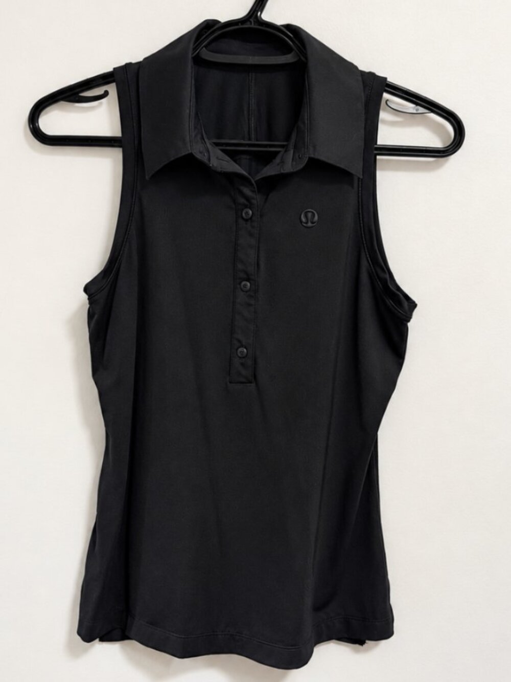 lululemon Quick-Dry Sleeveless Polo Shirt – Black, Size 4